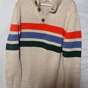Crew cuts Striped Beige Sweater with Multicolor Accents